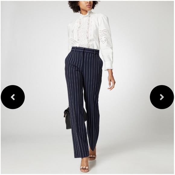 MaxMara Weekend Mock Neck Long Sleeve White Eyelet Blouse - Picture 3 of 13